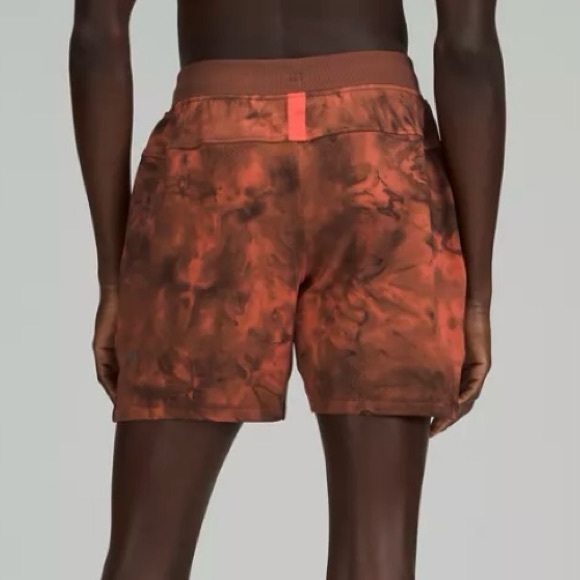 Lululemon Textured Tech Short 7" Diamond Dye Warm Coral Seared Grey Orange Large - Picture 7 of 11